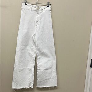 Zara Wide Leg White Jeans Sz0